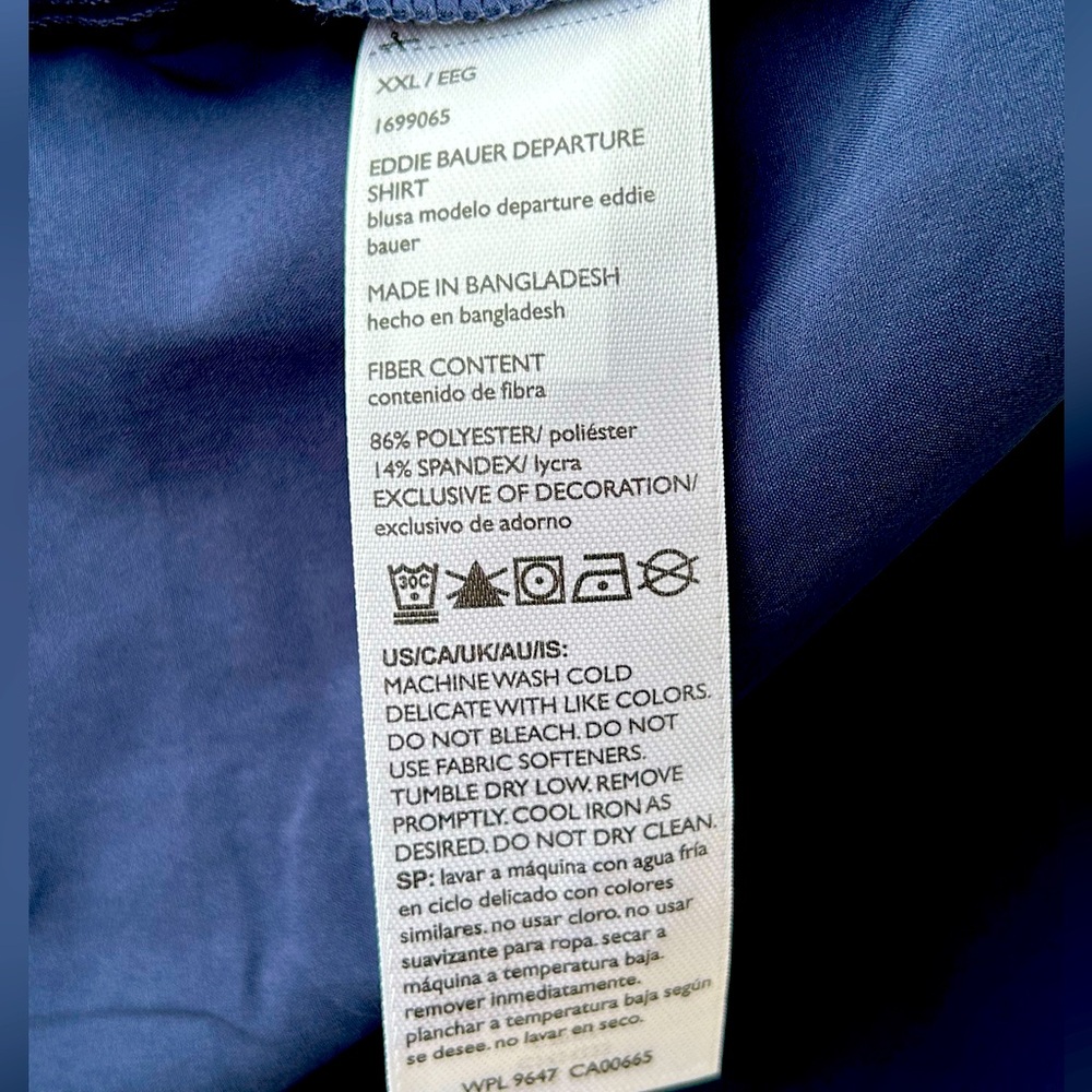 NWOT EDDIE BAUER sXXL classic navy ‘Departure Shirt’-easy care poly blend - Picture 4 of 4